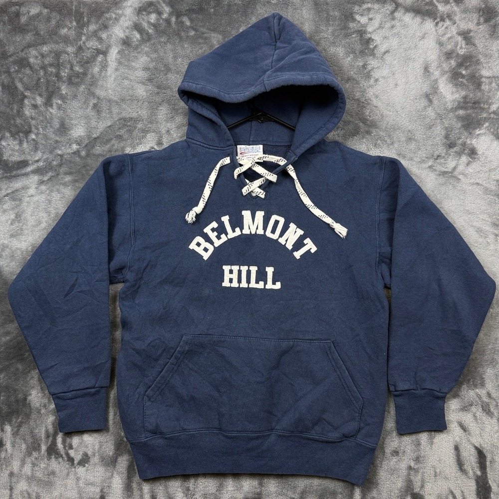 Eagle USA Hoodie Mens Small Blue Good Belmont Hill Lace Up Heavyweight Pullover